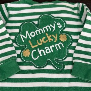 Koala Kids Striped Green and White Footie